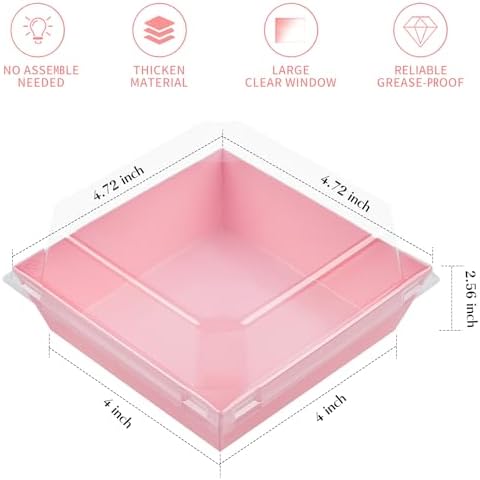 Ocmoiy Small Charcuterie Boxes with Clear Lids, 4 Inches, 100 Pack, Pink - Image 2