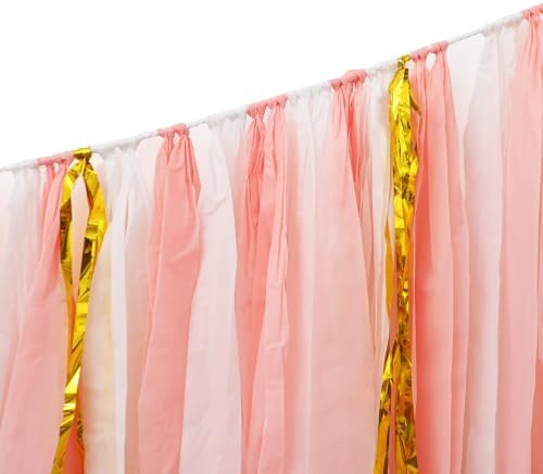 PapaKit 5ft Extra Large Streamer Party Garland Backdrop (White & Pink) - Image 3