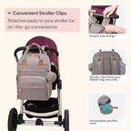 BabbleRoo Diaper Bag Backpack - Baby Essentials Travel Tote - Multi Function Water Resistant Diaper Bag, Travel Essentials Baby Bag with Changing Pad, Stroller Straps & Pacifier Case - Unisex, Khaki - Image 6