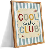 Framed 24x36 inch Trendy Preppy Blue Striped Wall Art Cool Kids Club Quotes Poster Modern Funny Toddler Canvas Prints for Kids Playroom Bedroom Wall Decor by Medpol