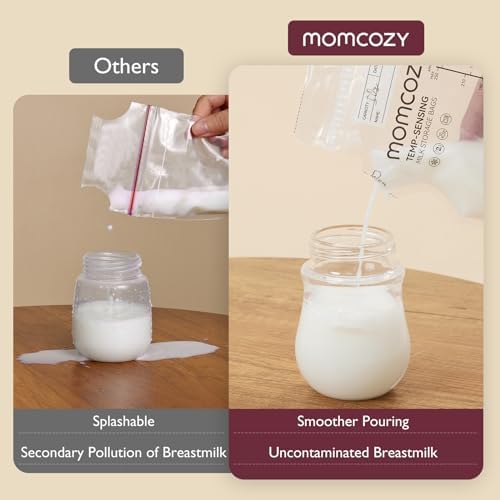 Momcozy 8oz Breastmilk Storage Bags,Temp-Sensing & Pour Spout,120 Count - Image 3