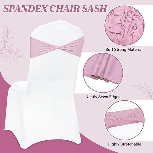 MDS Pack of 100 Spandex Chair Sashes Without Slider Buckles – Blush Pink - Image 3