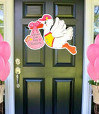 Welcome Home Baby Stork Door Sign, Its a Girl Decor New Baby, Custom Gift by Cute+News