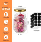 GIVAMEIHF Small Glass Honey Jars with Lids 3oz,40 pack Airtight Canning Jars with Gold Lids,Hexagon Glass Jars for Spice,Jam,Foods,Liquid,Baby Shower Favors,Wedding Favors,40 Labels - Image 2