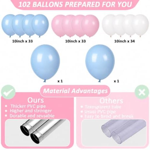 2 Sets Adjustable Balloon Column Stand Kit with Bases（Pink Blue） - Image 3