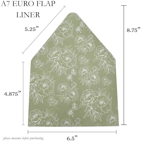 A7 Euro Flap Envelope Liners for 5x7 Insert, 50 Pack, Wedding Invitaion (Green Floral) - Image 2