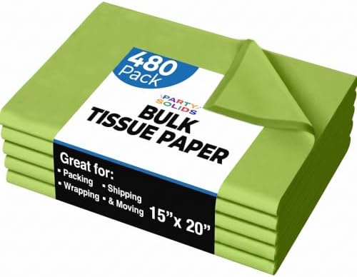Party Solids Lime Green Tissue Paper for Gift Bags 15" X 20" 480 Sheets by Crown+Display