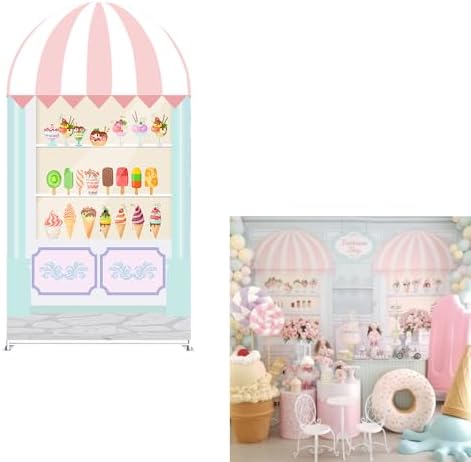 Arch Backdrop Cover Ice Cream Sprinkles Girls Birthday Party Decorations Arch Frame Fabric Cover Sweet ONE Candy Pink Baby Shower Baptism Parties (6.6x3.3ft Cover,shop1) by ittsmnt