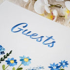 Embroidered Floral Guestbook for Wedding, Bridal Shower & Baby Shower, Linen Guest Sign-In Keepsake with Blank Ivory Pages, Lay-Flat Design & Ribbon Bookmark, 10.25” x 8.25” (Blue Floral) - Image 6