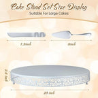 Wenqik 20 Inch White Cake Stand Metal Round with Cutter Spatula, Classic - Image 2
