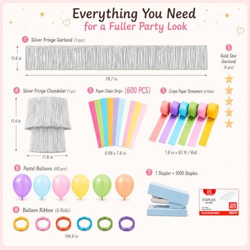 Paper Garland Party Decorations, Girls Birthday Party Decorations Kit, - Image 5