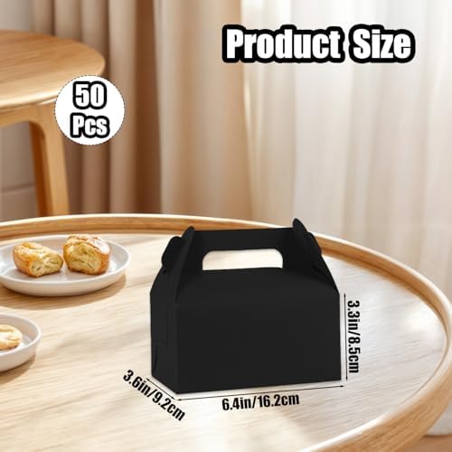 ZSDRTYU Treat Boxes, 50 Pcs Gable Boxes Party Favor Boxes, Kraft Gable Treat Boxes For Christmas Party Decorations Birthday Favors (Black) - Image 2