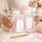 Whaline 50 Sets Baby Shower Favors Pink Floral Flower Engraved Retractable Ballpoint Pens with Thank You Bookmarks and Organza Bags for Gender Reveal Party Gifts Guest Prizes - Image 7