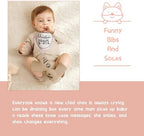 Baby Shower Gifts, Baby Girl Gifts Basket, Unique Baby Gift Essential Stuff Set - Baby Lovey Blanket New Born Bibs Socks Wooden Rattle & Greeting Card, Newborn Baby Gift Set (Fox, Pink) - Image 6