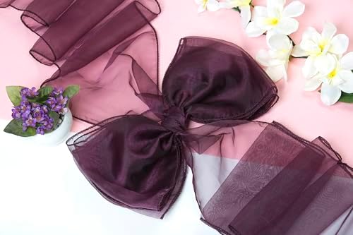 MDS Pack of 150 Organza Chair Sashes for Wedding & Event Décor – Plum - Image 5