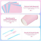 Kochorie 350 Pieces Gender Reveal Dinnerware Set, 7 & 9 inch Light Pink Light Blue Paper Plates Cups Napkins Plastic Cutlery Disposable Party Supplies for Birthday Baby Shower, Serve 50 Guests - Image 4