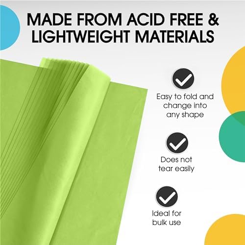 Party Solids Lime Green Tissue Paper for Gift Bags 15" X 20" 480 Sheets - Image 3