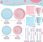 Nihaoya 700PC Gender Reveal Disposable Paper Plates Party Supplies for 100 - Image 2