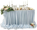 Pooling and Floating Chiffon Table Skirt with extra length, 6FT 9FT 14FT Sheer Tablecloth, Baby Shower, Birthdays Party, Main Cake Table Decoration, Wdding Table Skirt (Blue, 14FT) by EHLDekol