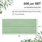 200 Pack #10 Sage Green Envelopes Letter Size Self Seal Business Envelopes - Image 2