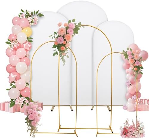 Set of 3 Stretchy Wedding Arch Backdrop Covers, 7.2FT, 6.6FT & 6FT by SUKAIKEQA