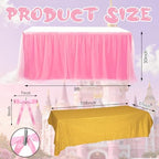 5 Pcs Pink Gold Table Skirt Set for Princess Birthday Party 30 x 108 in - Image 2