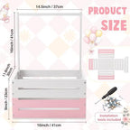 Suzile Baby Shower Crate Wooden Closet Baby Basket Gift,Pink White - Image 2