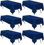 6 Pack Tablecloth 60 x126 inch Polyester Table Cloth for 8 Foot Rectangle Tables,Stain and Wrinkle Resistant Washable Fabric Table Covers Polyester Navy Blue Table Clothes for Wedding,Party,Banquet by YMHPRIDE