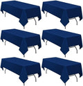 6 Pack Tablecloth 60 x 102 inch Polyester Table Cloth for 6 Foot Rectangle Tables,Stain and Wrinkle Resistant Washable Fabric Table Covers Polyester Navy Blue Table Clothes for Wedding,Party,Banquet by YMHPRIDE