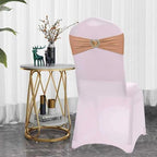 Beige Chair Sashes 50 Pack Spandex Beige Sashes for Chairs Covers Universal Stretch Chair Sashes Band with Heart Buckle Slider for Wedding Banquet Party Decorations - Image 3
