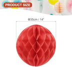 PATIKIL 10pcs 14" Honeycomb Balls Tissue Paper Pom Poms, Party Hanging Paper Honeycomb Balls Decoration for Birthday Wedding Home Backdrop Decor, Red - Image 2