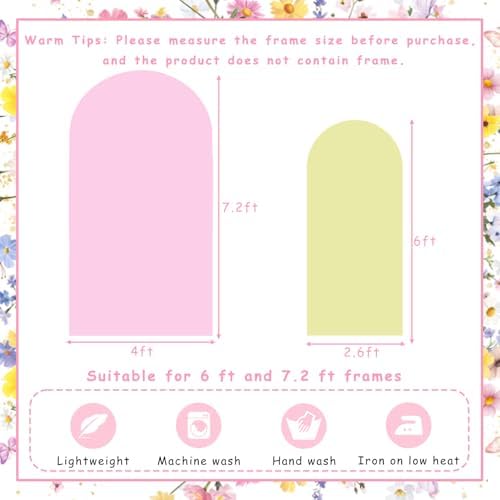 2PCS Pink & Light Yellow Arch Backdrop Covers for Arch Stand (7.2ft + 6ft) – Spandex Fitted Stand Covers for Weddings Baby Showers Birthday Party Supplies Decor & Photo Booths(Only Cover) - Image 6