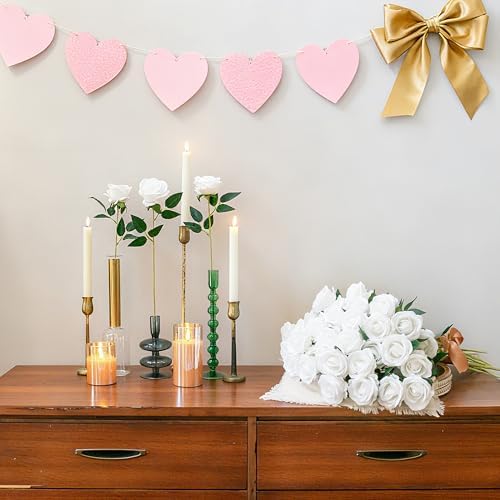 50 PCS White Roses Artificial Flowers, Fake Roses with Stems Realistic Silk Roses for DIY Wedding Bouquets Tables Centerpieces Arrangements Party Baby Shower Birthday Home Decor Christmas Gift for Her - Image 6