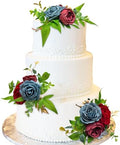 CherishedMoments 3Pcs Pre-Made Cake Flowers,Burgundy Wedding Cake Decor by CherishedMoments