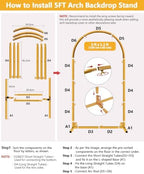 Wedding Arch Backdrop Stand 5FT, 6FT Gold Metal Arch Stand Set of 2, Balloon Arch Stand for Wedding Baby Shower Birthday Ceremony Party Graduation Decoration - Image 7