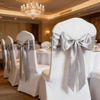Silver Chair Sashes 50 Pack, Satin Chair Ribbons for Chairs Covers for Wedding Party Decor, Chairs Bows for Reception Ceremony Birthday Decoration - Image 5