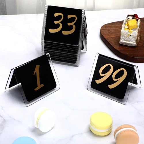 Suzile 100 Pcs Table Numbers 1-100 Acrylic Double Sided,Black and Gold - Image 6