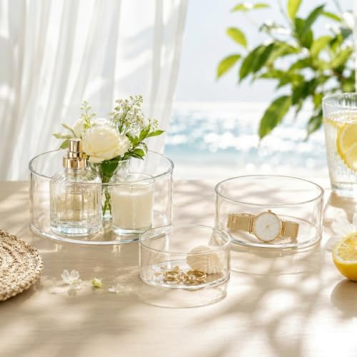 Jerify 6 Pcs Acrylic Riser Display Stands 5.91" 5.12" 3.54", Clear Round - Image 3