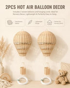 Toyvian 2PCS Rattan Hot Air Balloon Decor for Nursery, Hanging Wall Decor - Image 2