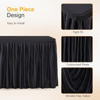 Wish Care Black Polyester Table Clothes for 8 Foot Rectangle Tables, Wrinkle Free Fitted Table Cover with Pleated Ruffle Table Skirt for Birthday Party Wedding Trade Show Event Display - Image 5