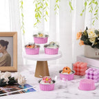 200 Pack Aluminum Cupcake Liners with Lids,Pink,Plain - Image 2