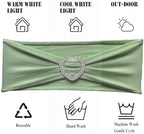 Sage Green Chair Sashes 60 Pack Spandex Sage Green Sashes for Chairs Stretch Chair Sashes Clearance with Heart Buckle Slider for Wedding Banquet Party Decorations - Image 4