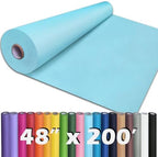 PerkHomy 48" x 2,400" (200') Light Blue Kraft Paper Roll for Craft Bulletin Board Paper Art Table Covering Crafting Gift Wrapping Bouquet Packing Parcel 80GSM 55LB (Light Blue, 48" x 200') by PerkHomy