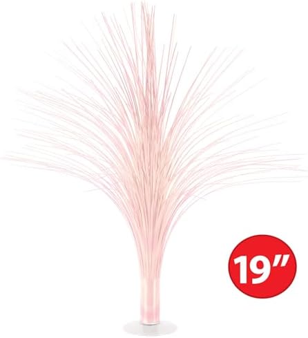 Beistle Opalescent Metallic Spray Centerpieces – 3-Pack Tinsel Burst Table Decorations with Clear Base for Baby Showers, Gender Reveals, Graduations, and Birthday Celebrations, 19" - Image 2