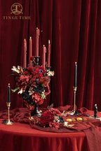 TINGE TIME Gothic Wedding Artificial Flowers Combo, Rose Peony Black Red - Image 3