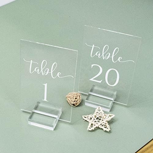 Acrylic Wedding Table Numbers 1-30 with Stand- 4x6 Inch Clear Sign Printed Calligraphy Font, Acrylic Table Numbers with Holder Base for Wedding Party Reception - Image 7