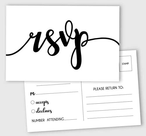 50 Blank RSVP Postcards Elegant Script Style Print 4"X6" Response Cards,RSVP Reply Card for Wedding,Bridal Shower,Baby Shower by Inkdotpot