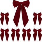 Crowye Giant Christmas Velvet Bow Set 7 Pcs Burgundy Decorative Ribbon Bows by Crowye