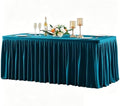 Wish Care Teal Polyester Table Clothes for 6 Foot Rectangle Tables, Wrinkle Free Fitted Table Cover with Pleated Ruffle Table Skirt for Birthday Party Wedding Trade Show Event Display by WishCare