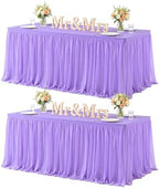 Purple Table Cloth Spandex Table Covers 6ft Fitted Tulle Tablecloth Rectangular Desk Skirt Stretch Lavender Lilac Table Cloths Covers Party Banquet Birthday Baby Shower Wedding Table Cloth, 2 Pack by HBBMAGIC